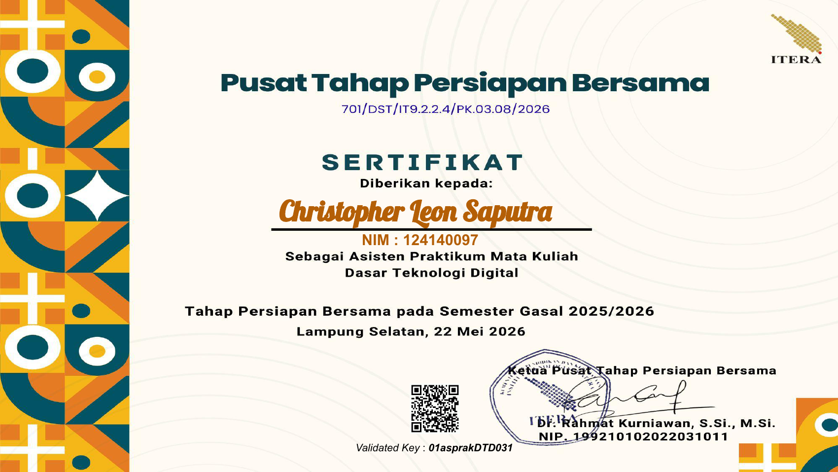 Certificate: Lab Assistant – Dasar Teknologi Digital