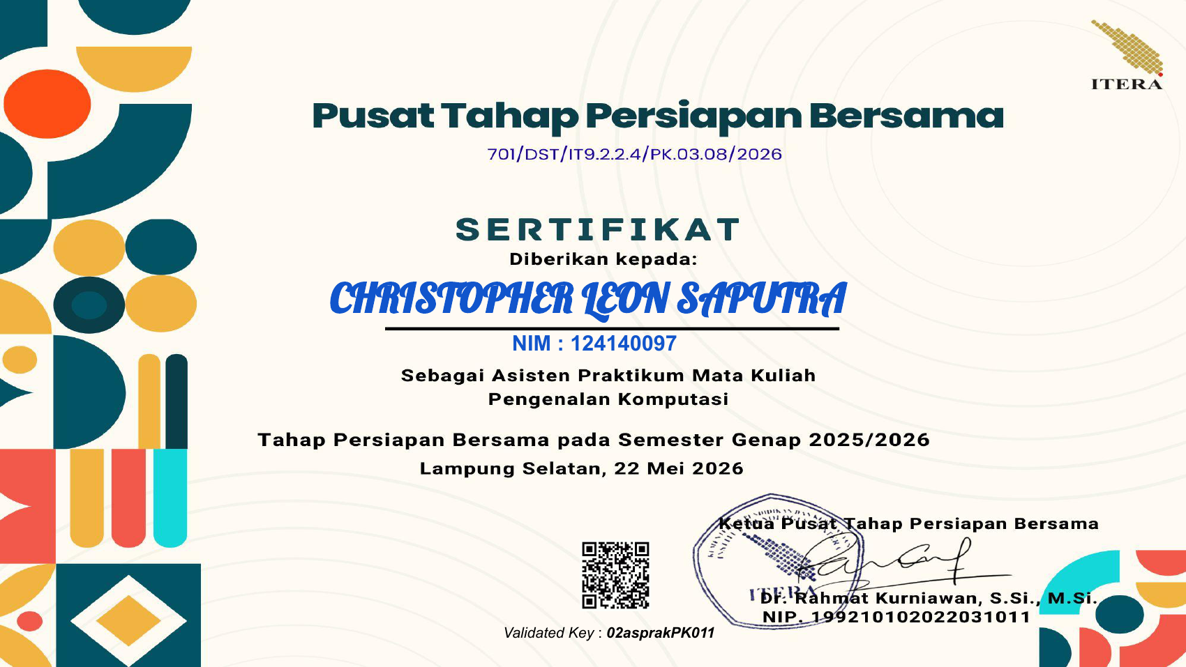 Certificate: Lab Assistant – Pengenalan Komputasi